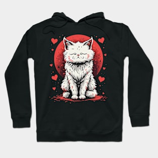Cute White Anime Cat | Valentines Day Hoodie